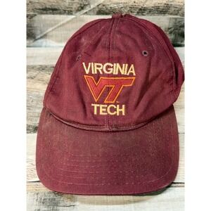 Vintage Made in USA NCAA Virginia Tech Hokies Hat Red Adjustable One Size